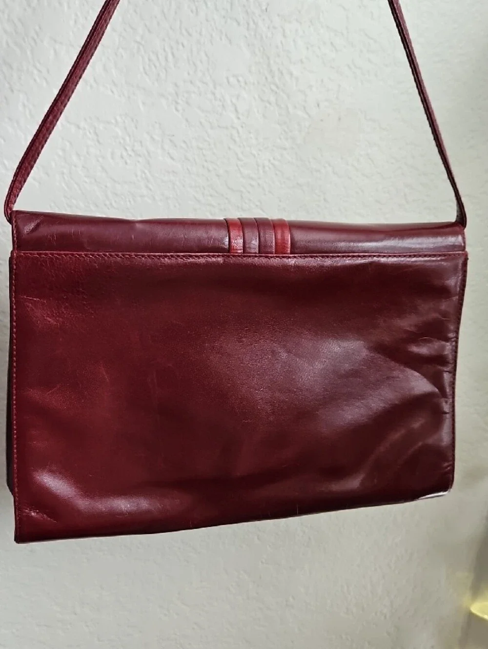 Women's Burgundy Leather Shoulder / Clutch Bag - Designer Style